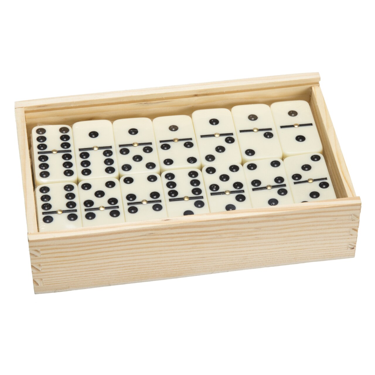 Premium Double Nine Dominoes Set 55 Pieces Plastic With Wood Case Easy Mix Flip